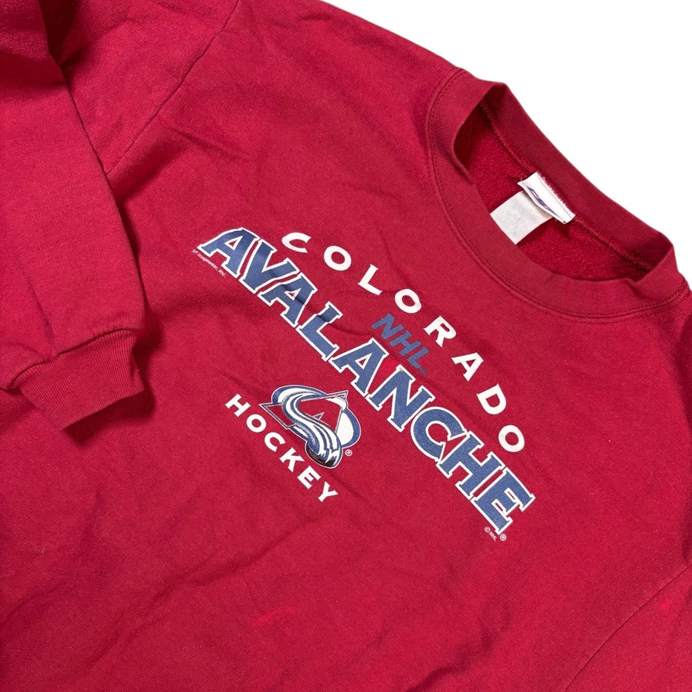VTG Colorado Kids Avalanche NHL Hockey‎ Sweatshirt Red Pullover Crewneck Y2K